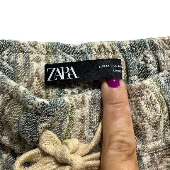 Zara Southwestern Knit Relaxed Drawstring Shorts Medium - Picture 5 of 5